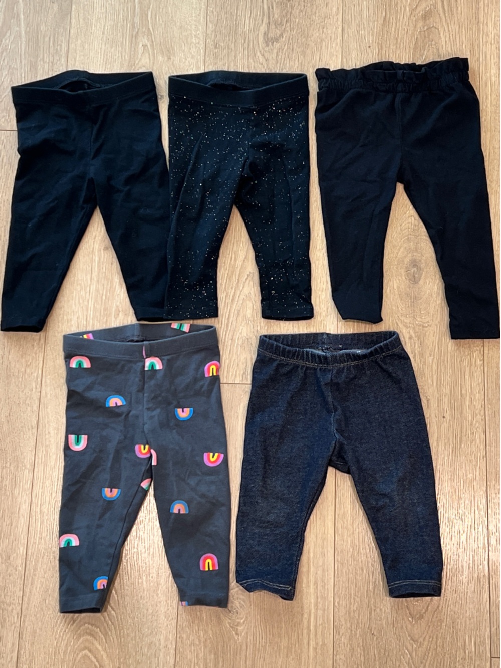 Cat & Jack Black, Glitter and Rainbow Heart Leggings Set - 5 Pack